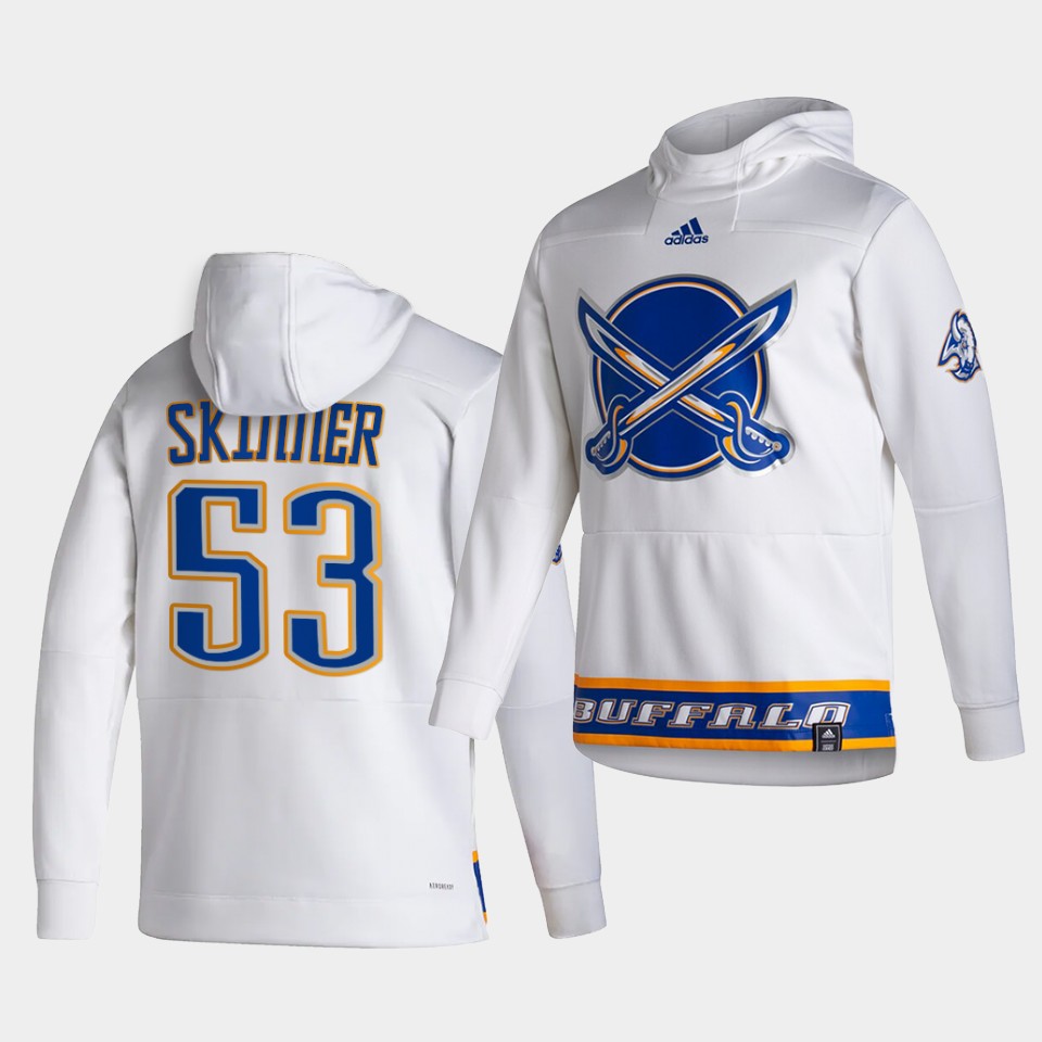 Men Buffalo Sabres #53 Skinner White NHL 2021 Adidas Pullover Hoodie Jersey